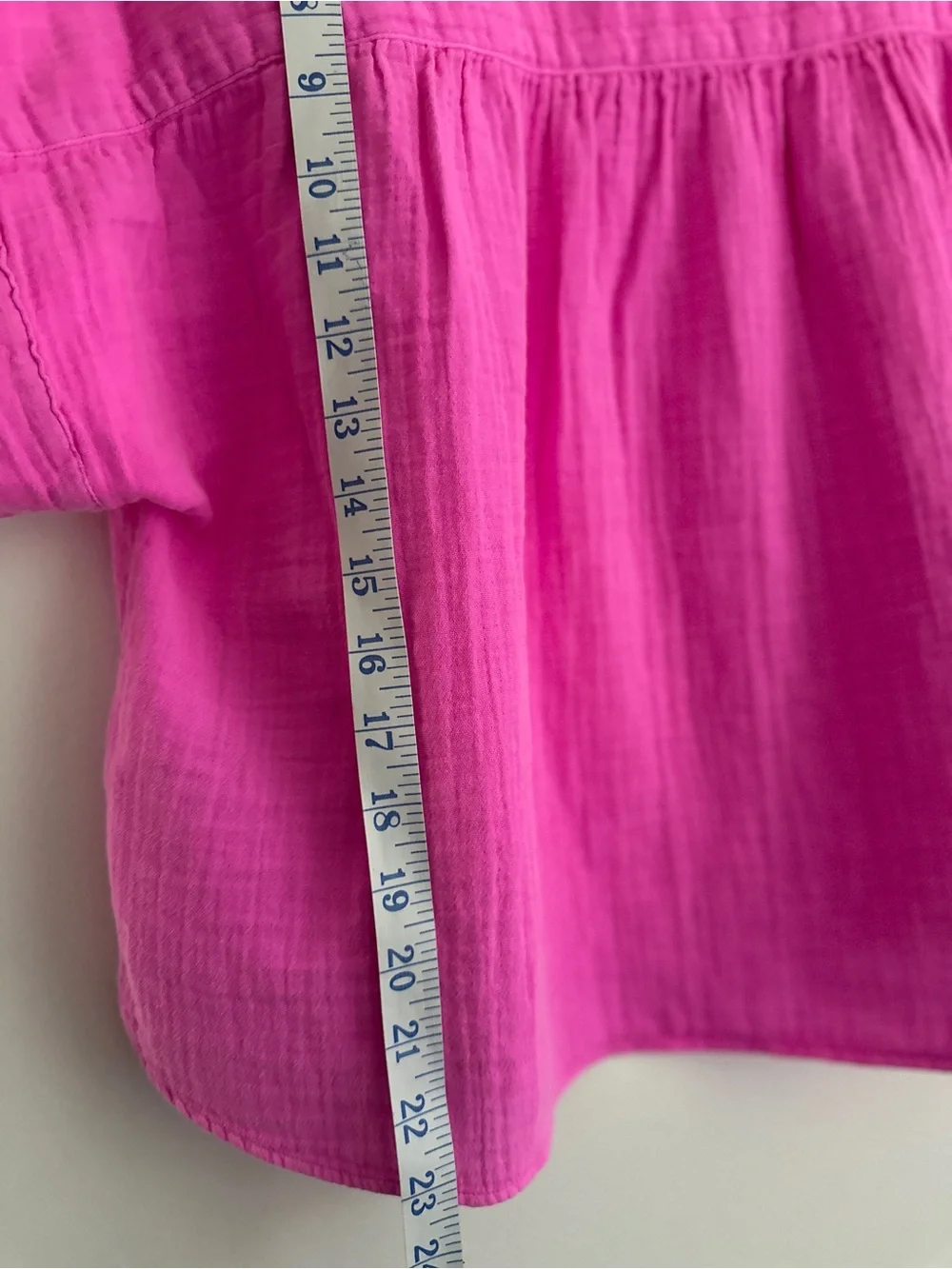 GAP Cotton Gauze Dolman Shirt Bright Pink Button-Front Short Sleeve M New